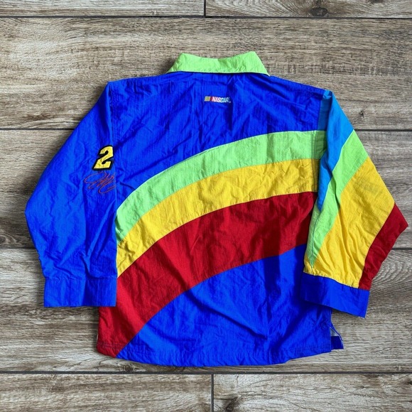 CHASE AUTHENTICS Rainbow NASCAR Jacket Jeff Gordon Windbreaker youth S 8-10 - Picture 2 of 11